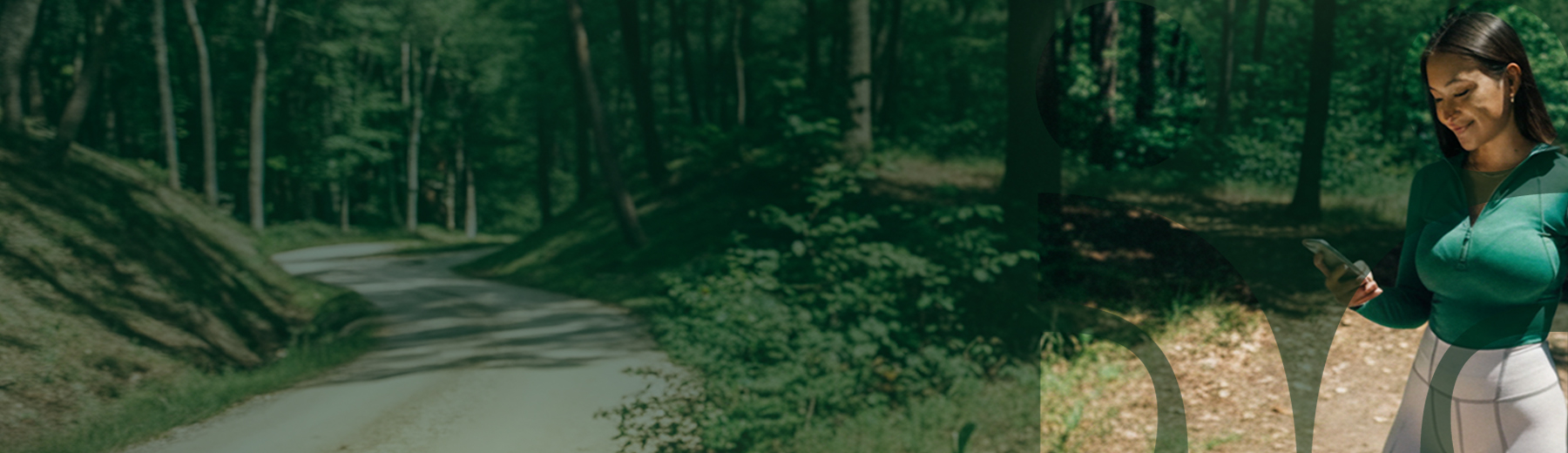 A person checking health information while walking outdoors